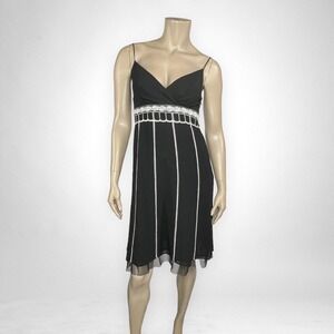 Ann Taylor LOFT Embroidered Spaghetti Strap Dress 4 Petite Art Deco